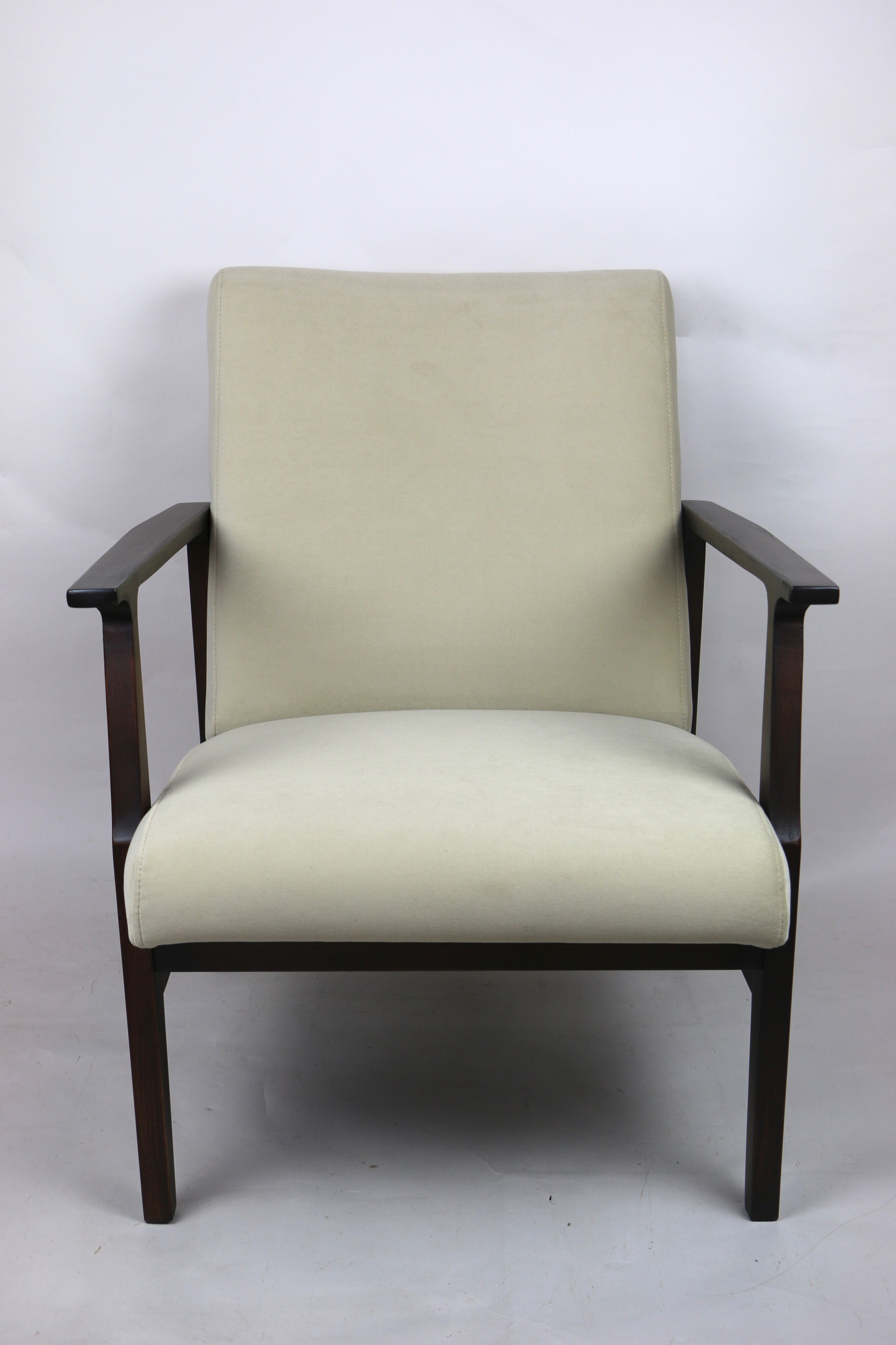 Fauteuil beige velvet années 1970