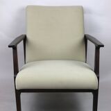 Fauteuil beige velvet années 1970
