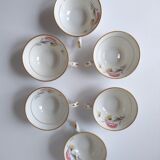 Set of 6 Berry Limoges flower porcelain tea coffee cups