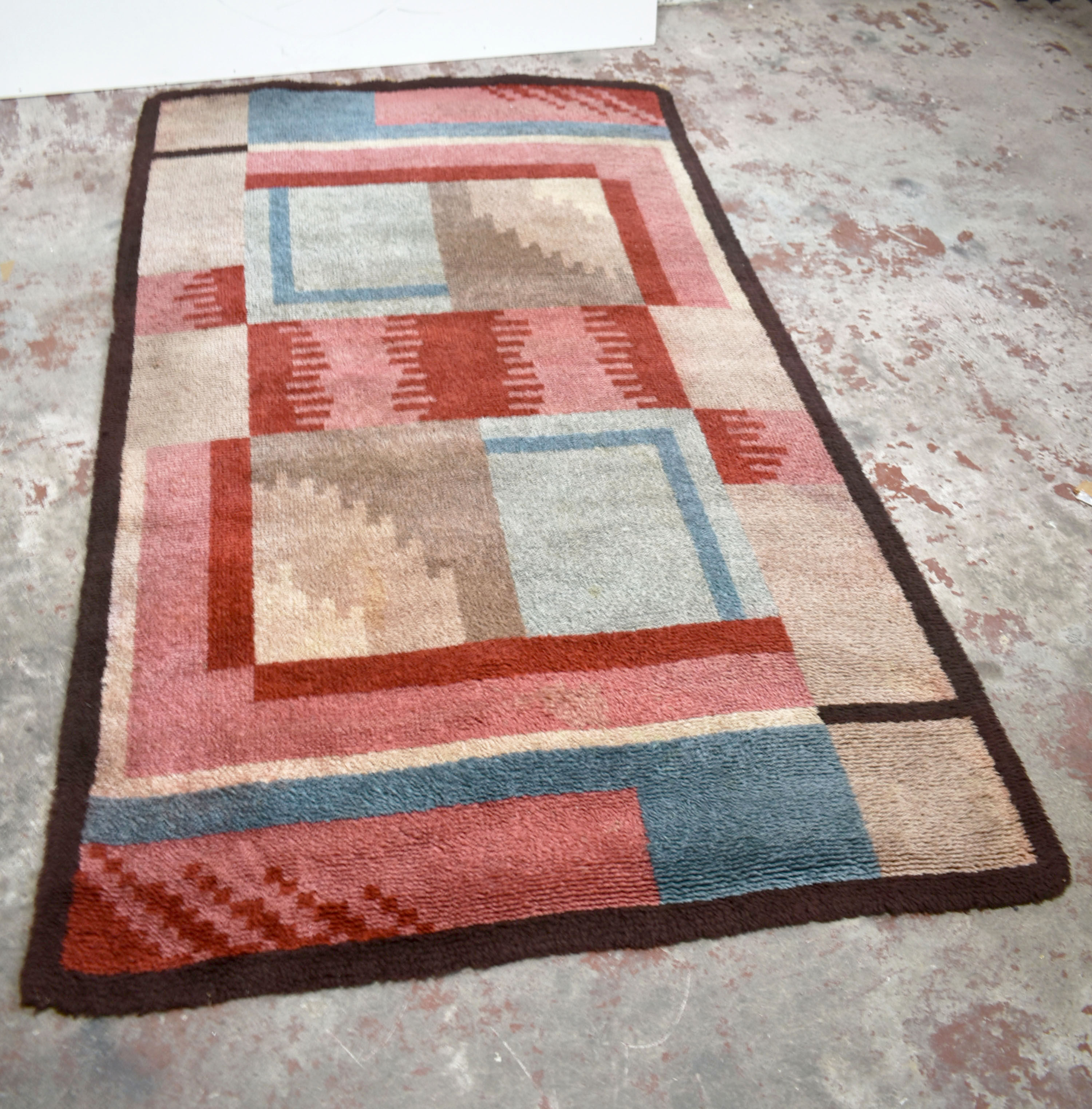 Tapis de laine art déco moderniste abstrait, années 1930