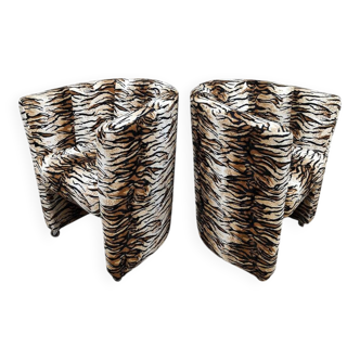 Vintage lounge club armchairs 1970 'Tigerprint'