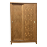 Vintage oak sliding wardrobe