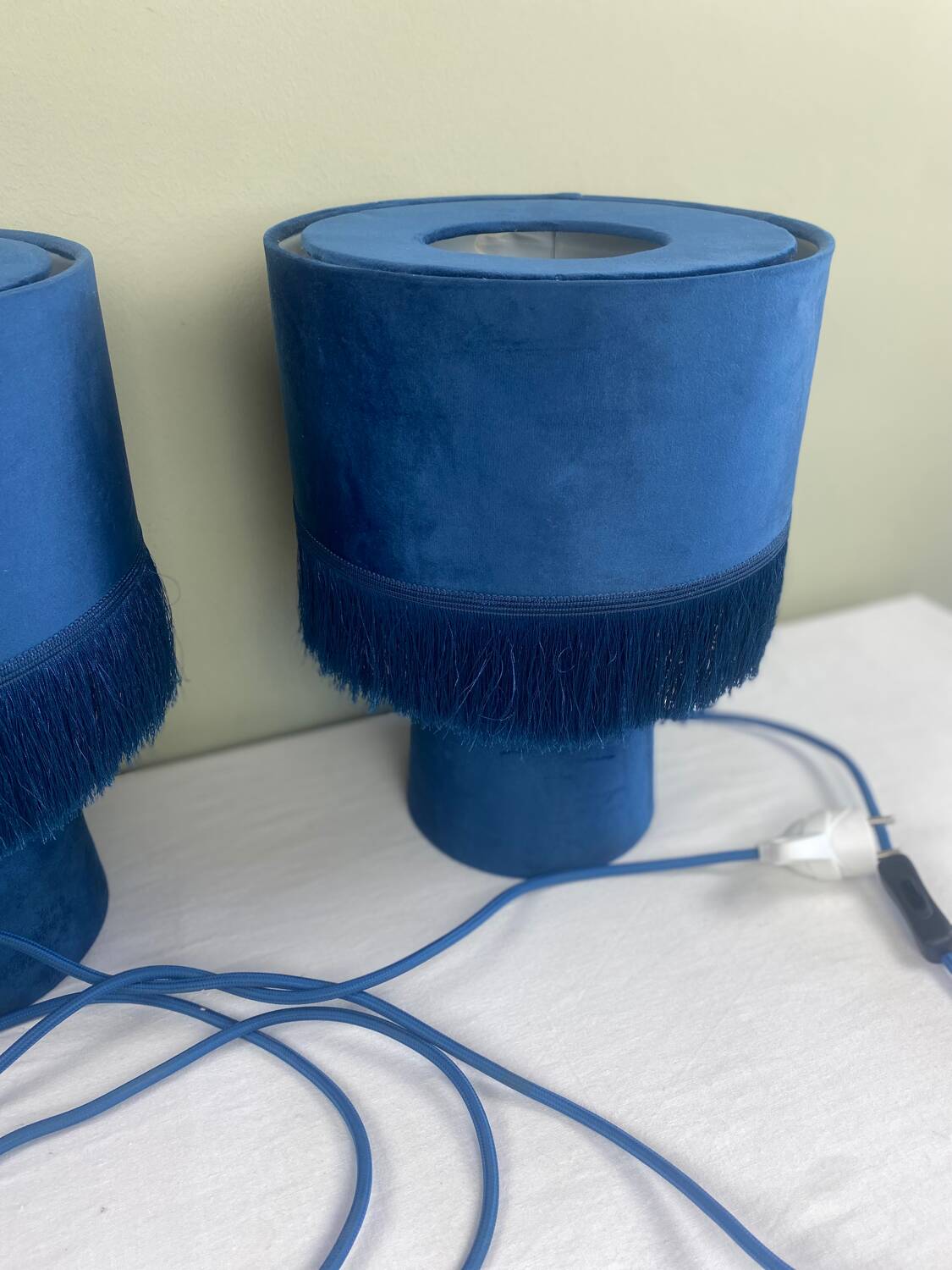 Blue velvet lamps