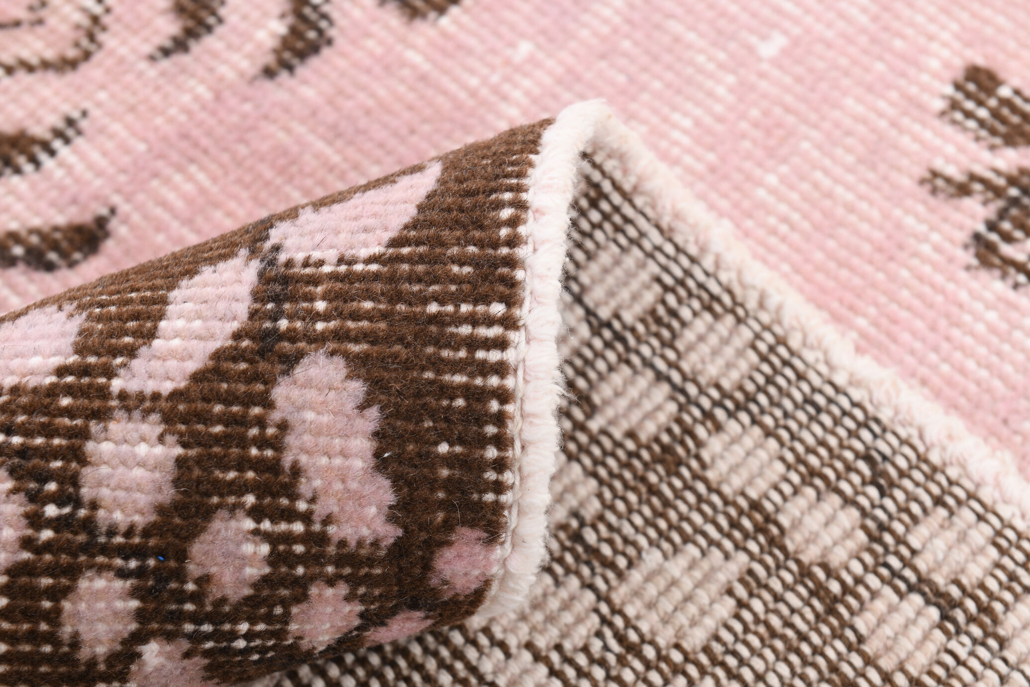 5x9 Light Pink Handmade Wool Turkish Rug 266x157Cm