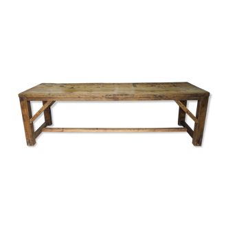 Antique vintage rustic large pine dining table old workbench