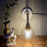 Applique coudée tulipe vintage en verre ambré