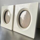 Pair vintage bakelite frames 14.5 cm x 12.5 cm glass 8.5 cm x  6 cm