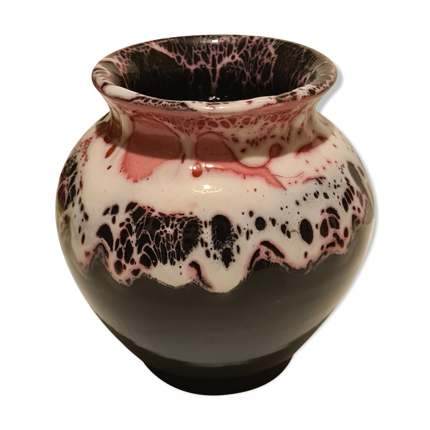 Vallauris black and pink ceramic vase