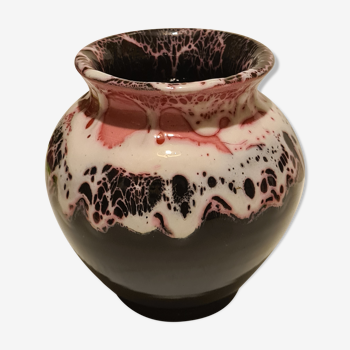 Vallauris black and pink ceramic vase