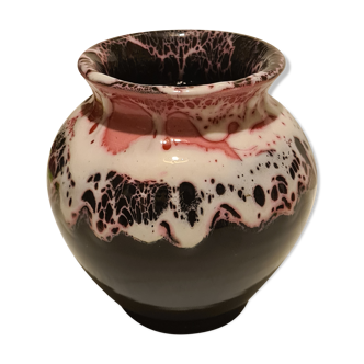 Vallauris black and pink ceramic vase