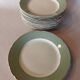 12 flat plates Villeroy & Boch Mettlach celadon green and vintage gold 1960s