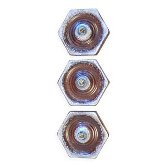 Set of 3 Hustadt Leuchten hexagon ceramic wall lights