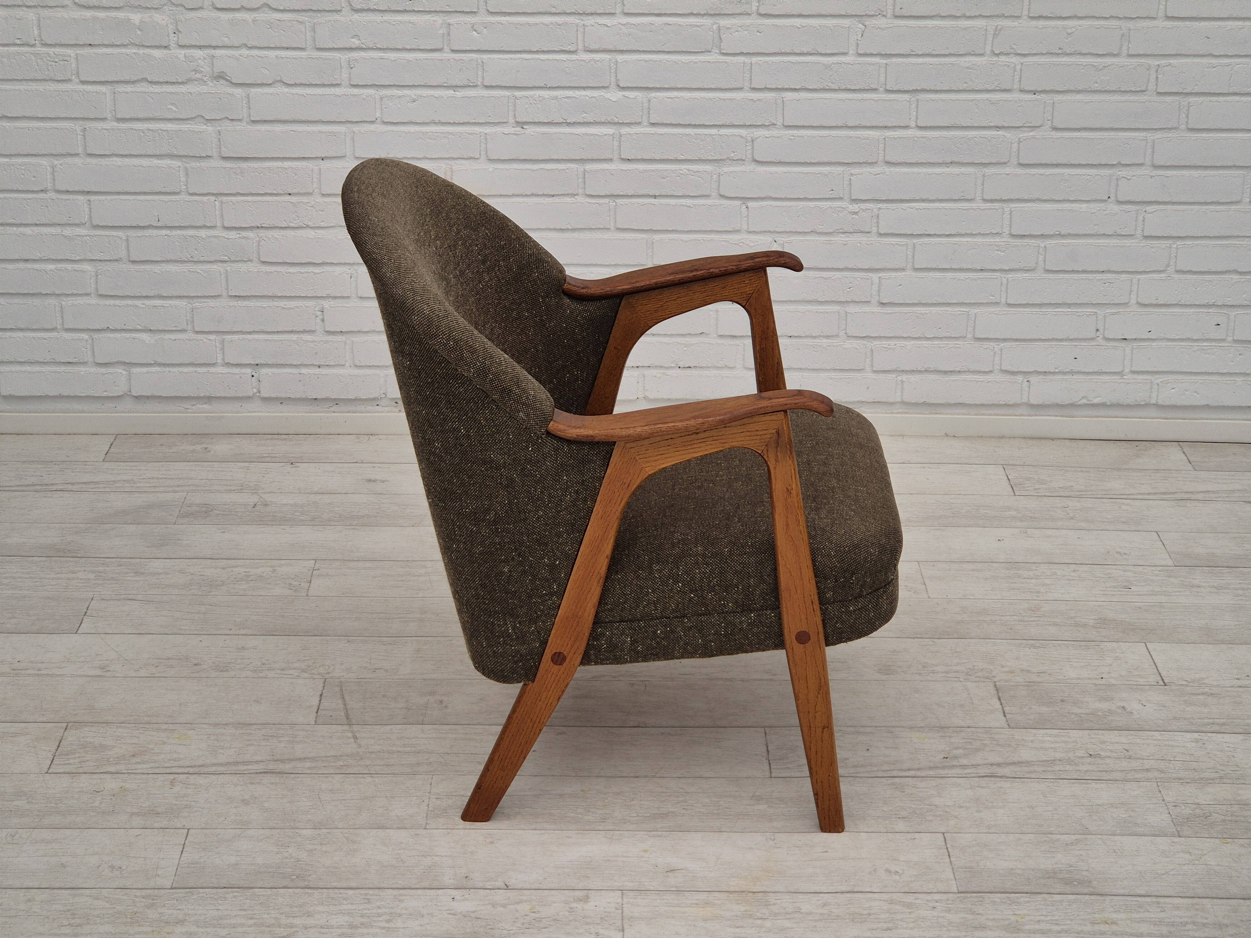 1960s, Danish armchair, furniture wool/cotton fabric, teak wood.