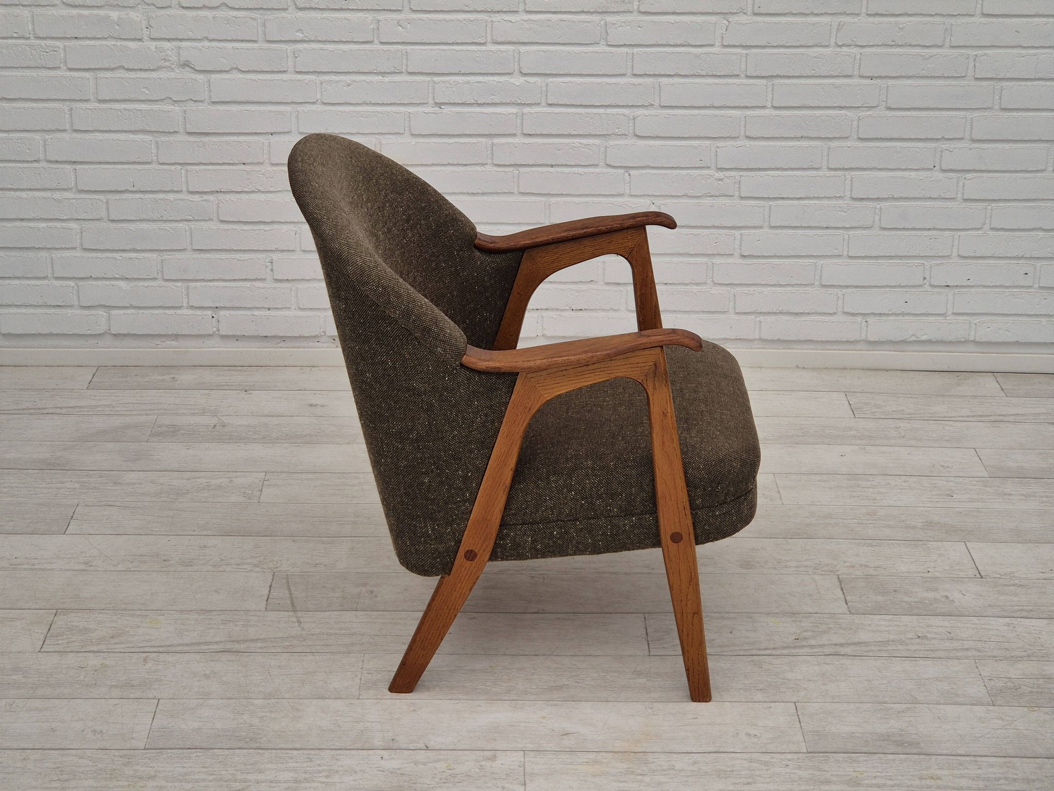 1960s, Danish armchair, furniture wool/cotton fabric, teak wood.