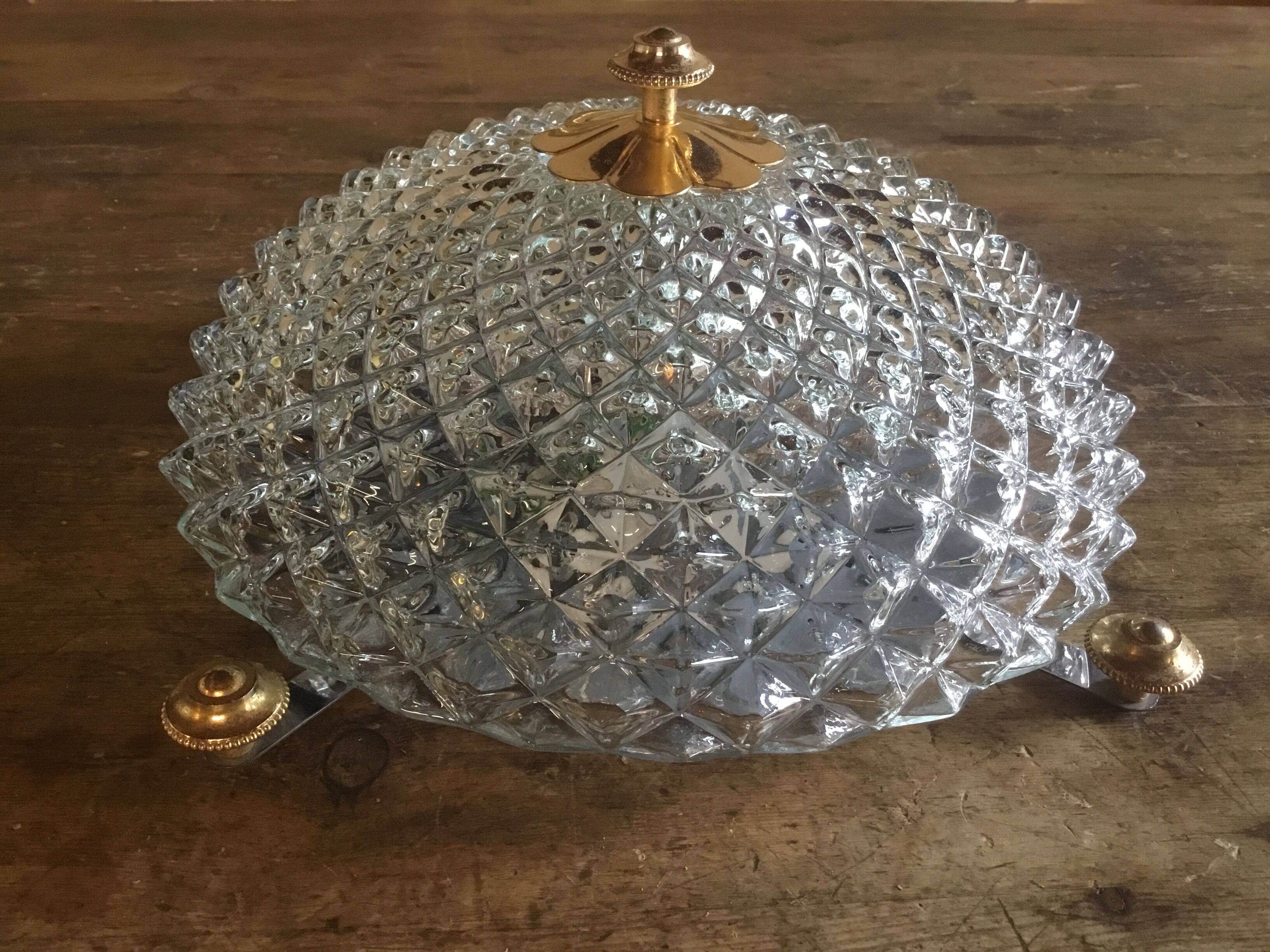 Glass and brass ceiling light