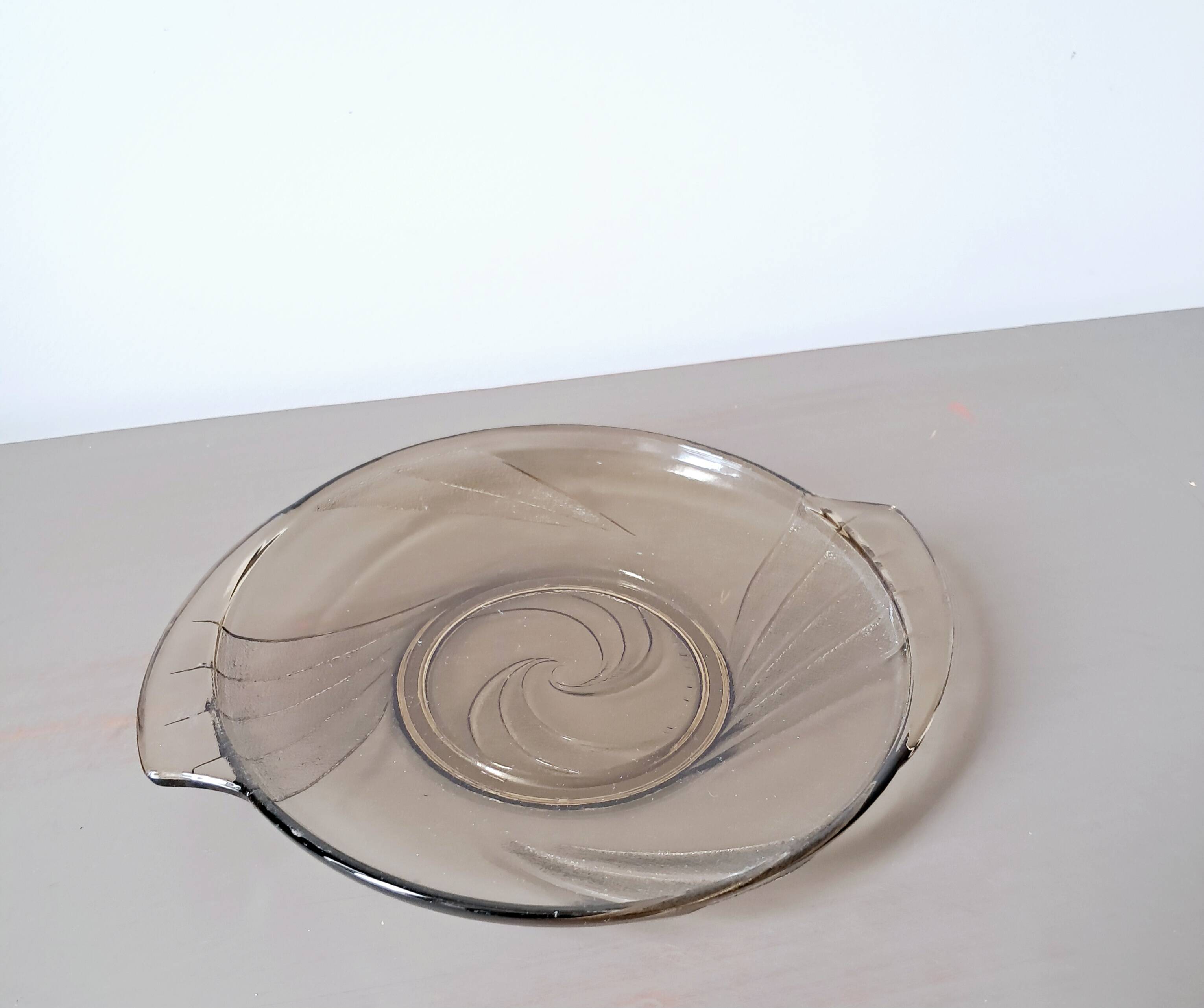 Art Deco clear glass dish. Val Saint Lambert. Belgium
