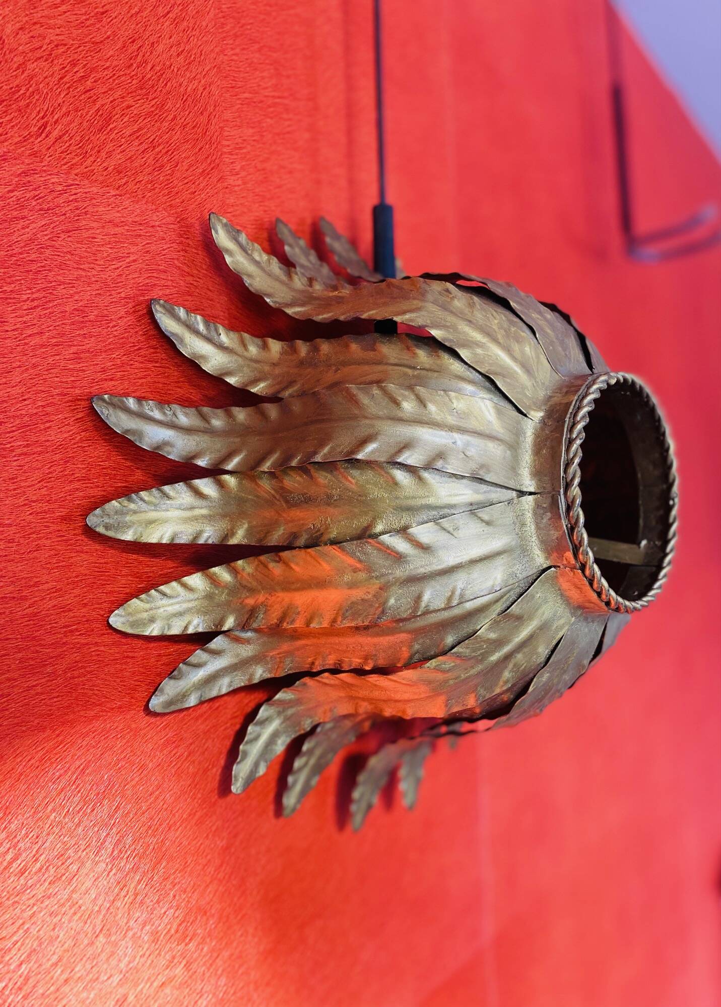 Vintage gold metal flower wall light or ceiling light.