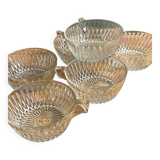 6 tasses à café en verre ciselé vintage en très bon état