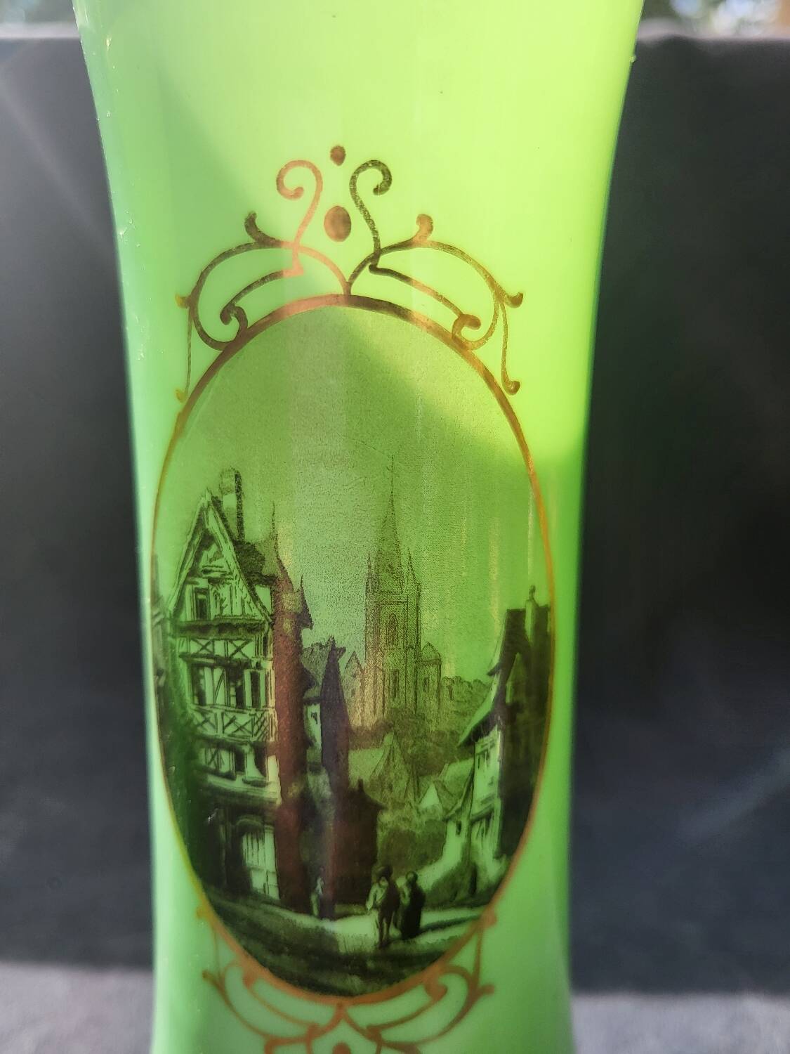 Pair of 19th century green opaline vases