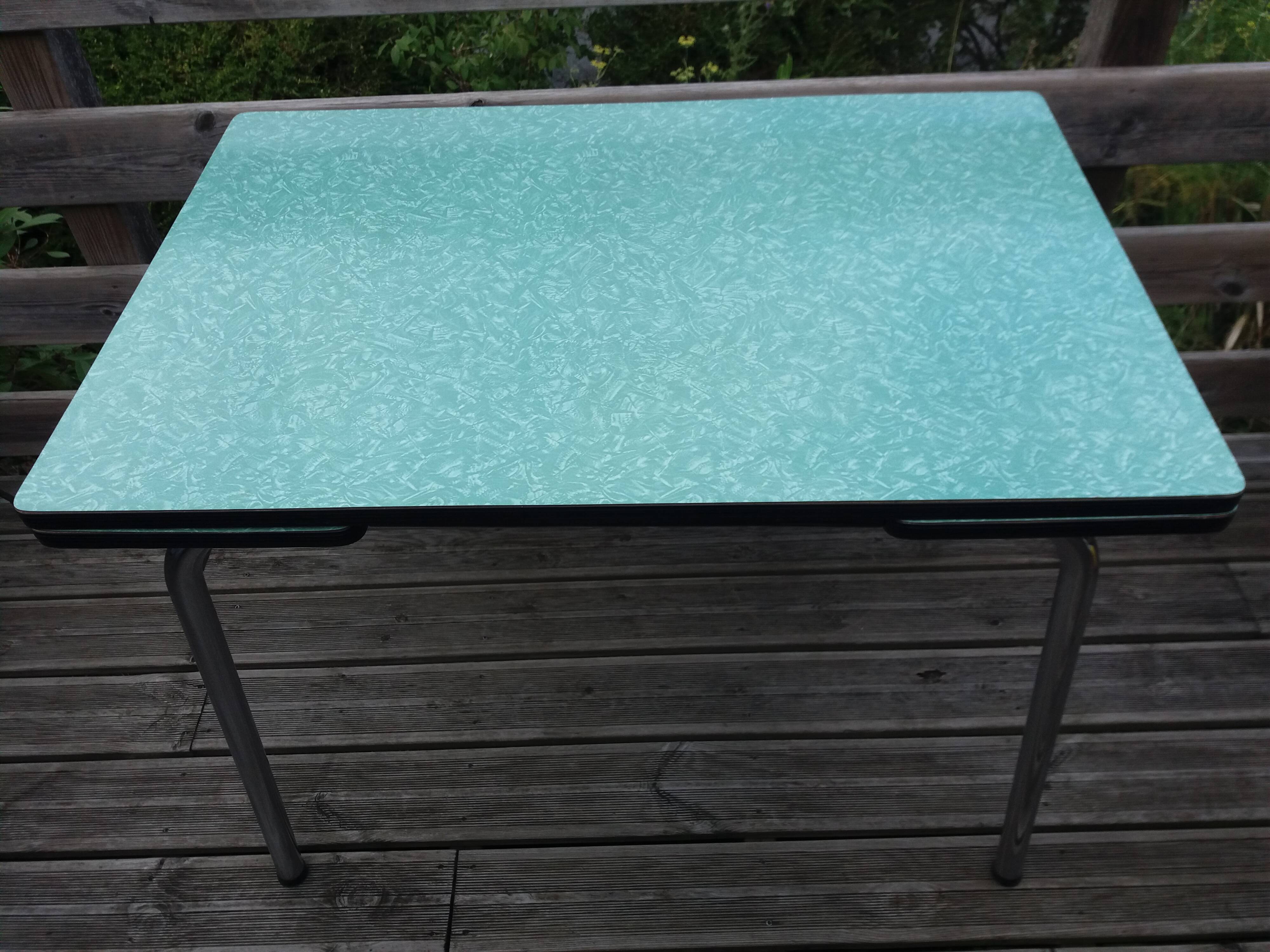 Formica and chrome-plated metal table