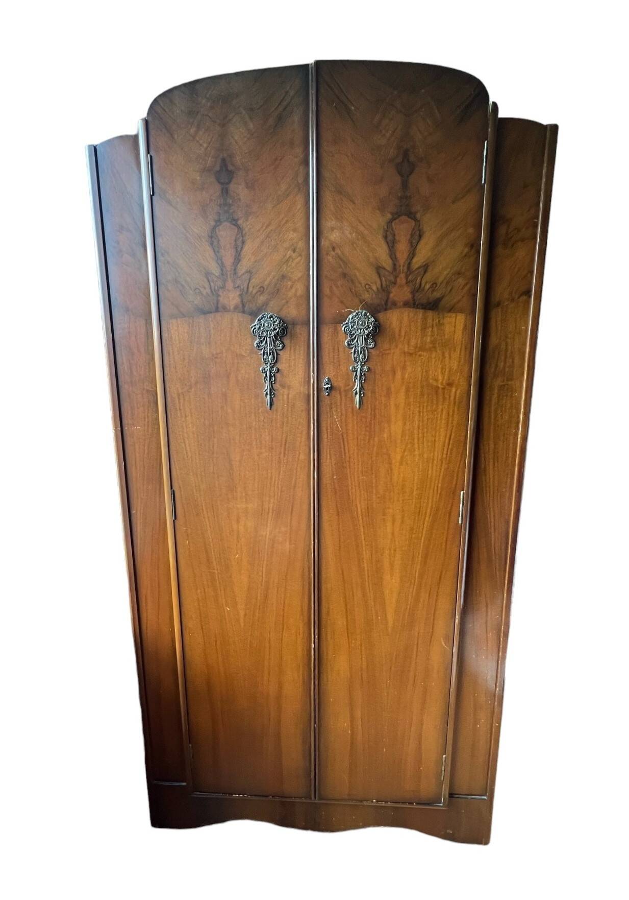 Art deco, English mahogany veneered wardrobe circa 1930