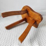 Brutalist tripod stool 1960 solid elm