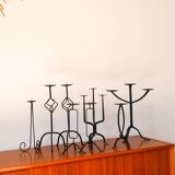 Black iron tripod chandelier, Brutalist, 1970 - 34 cm