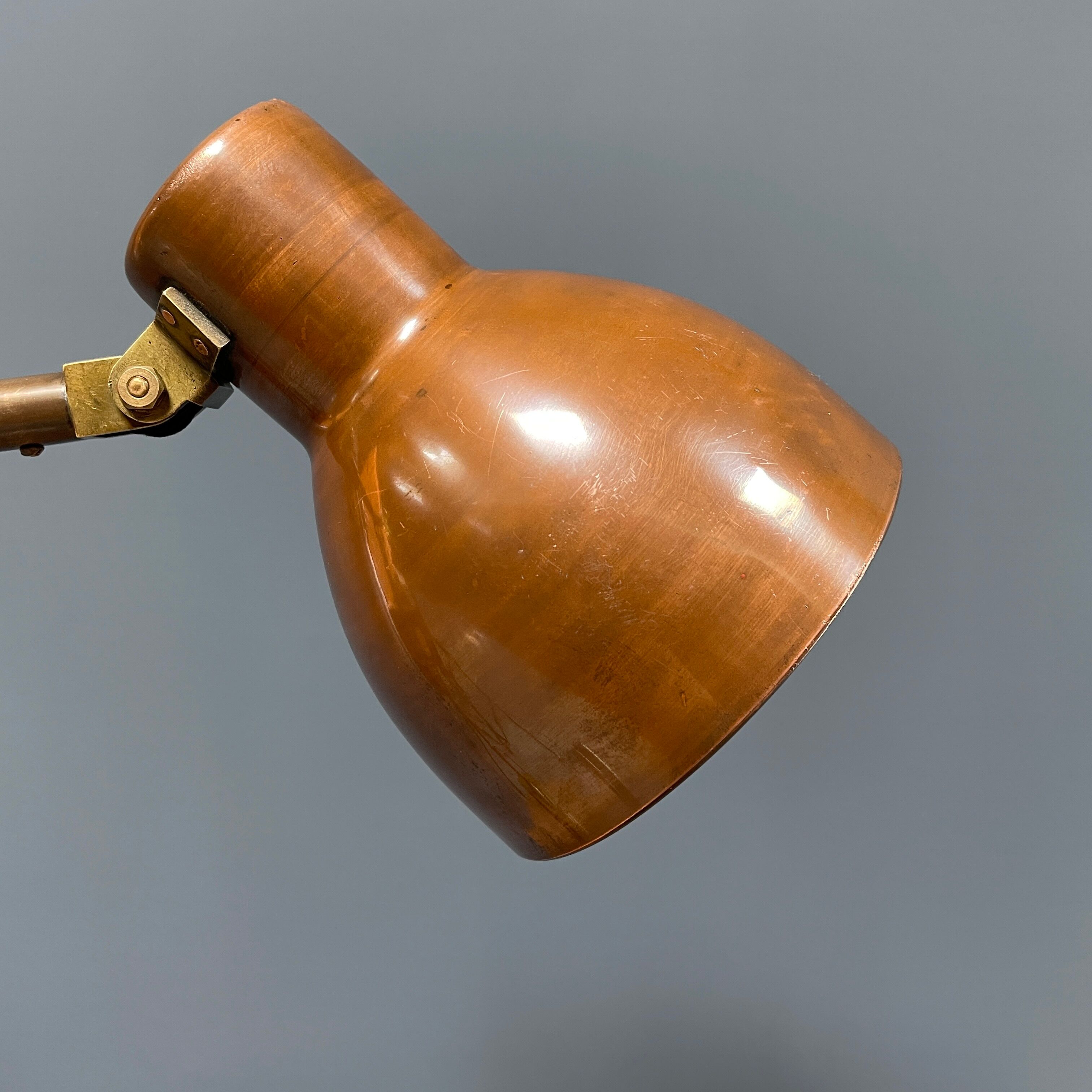 Industria Rotterdam clamp lamp made of brass and copper from the 1930s