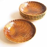 6 amber fish plates