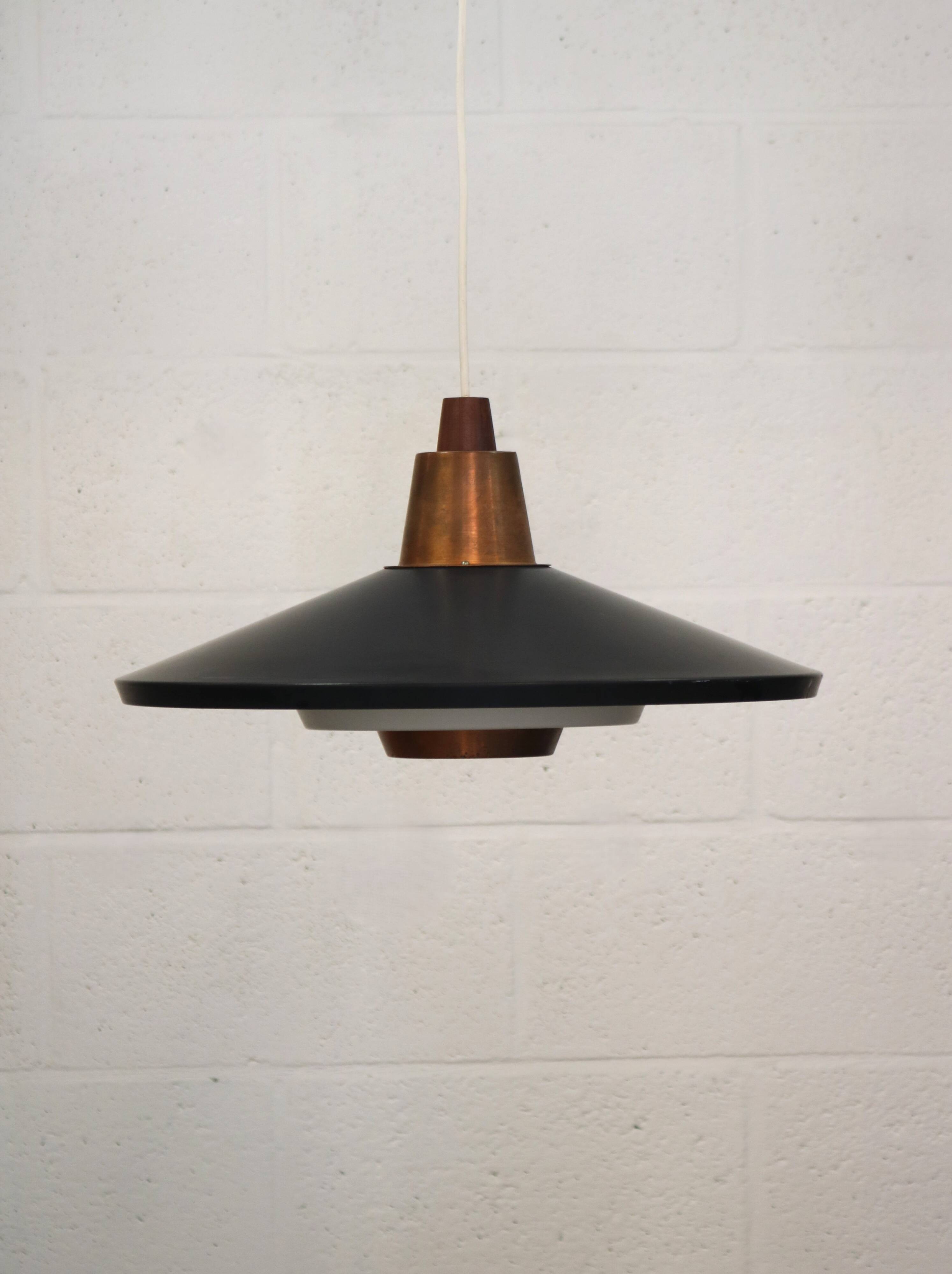 Rare Mid-Century Danish design lamp ,1960s -black&white metal& solid copper