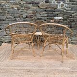 Rattan living room, set of 2 armchairs and a coffee table