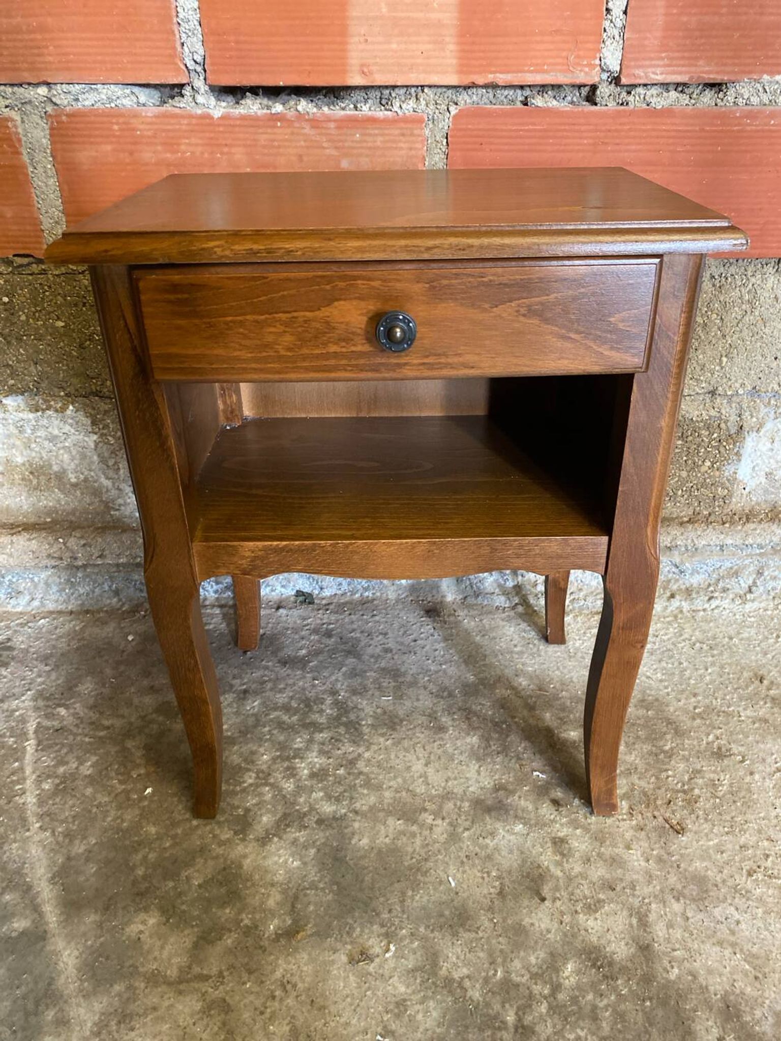 Louis XV Style Nightstand Table Wood Drawer + Vintage Case