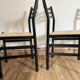 Set of 4 Italian black chairs 1970s