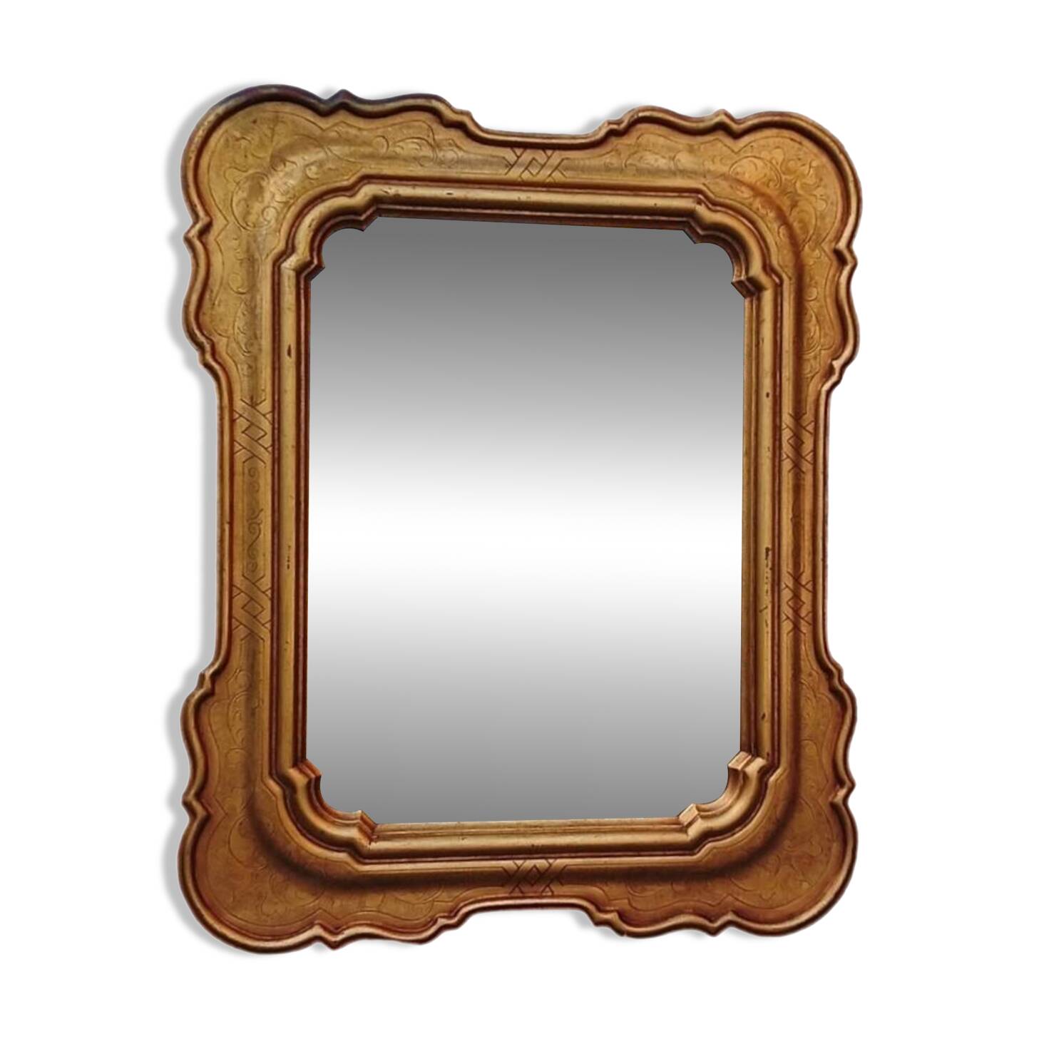 80s beveled gold mirror