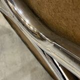 Table d’appoint chrome et skai noir vintage style Bauhaus vintage 1970