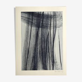 Hans hartung, gm 1978-19 / élégie des alizés pl. iii (rmm 592). etching in blue signed in pencil