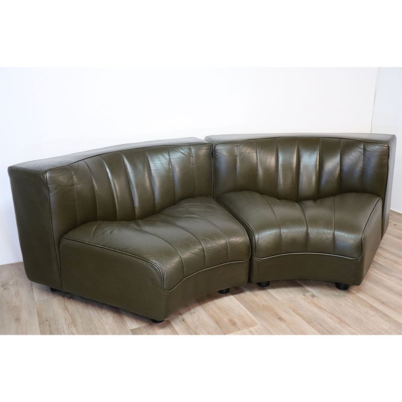 Modular vintage leather sofa by Tito Agnoli for Mobilier International 1970