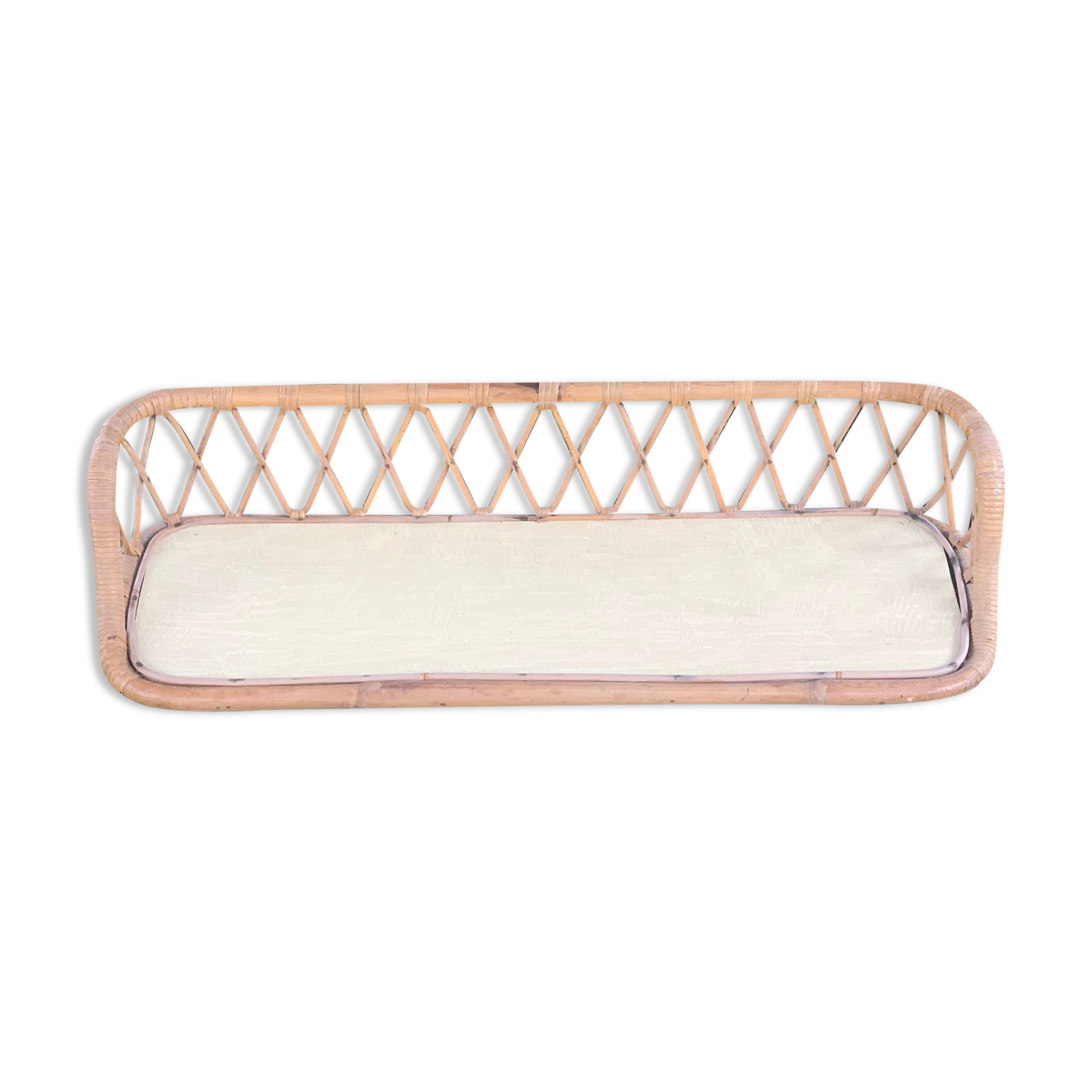 Antique rattan wall shelf