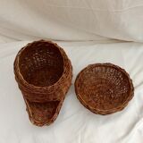 Wicker and rattan basket dispenser with lid