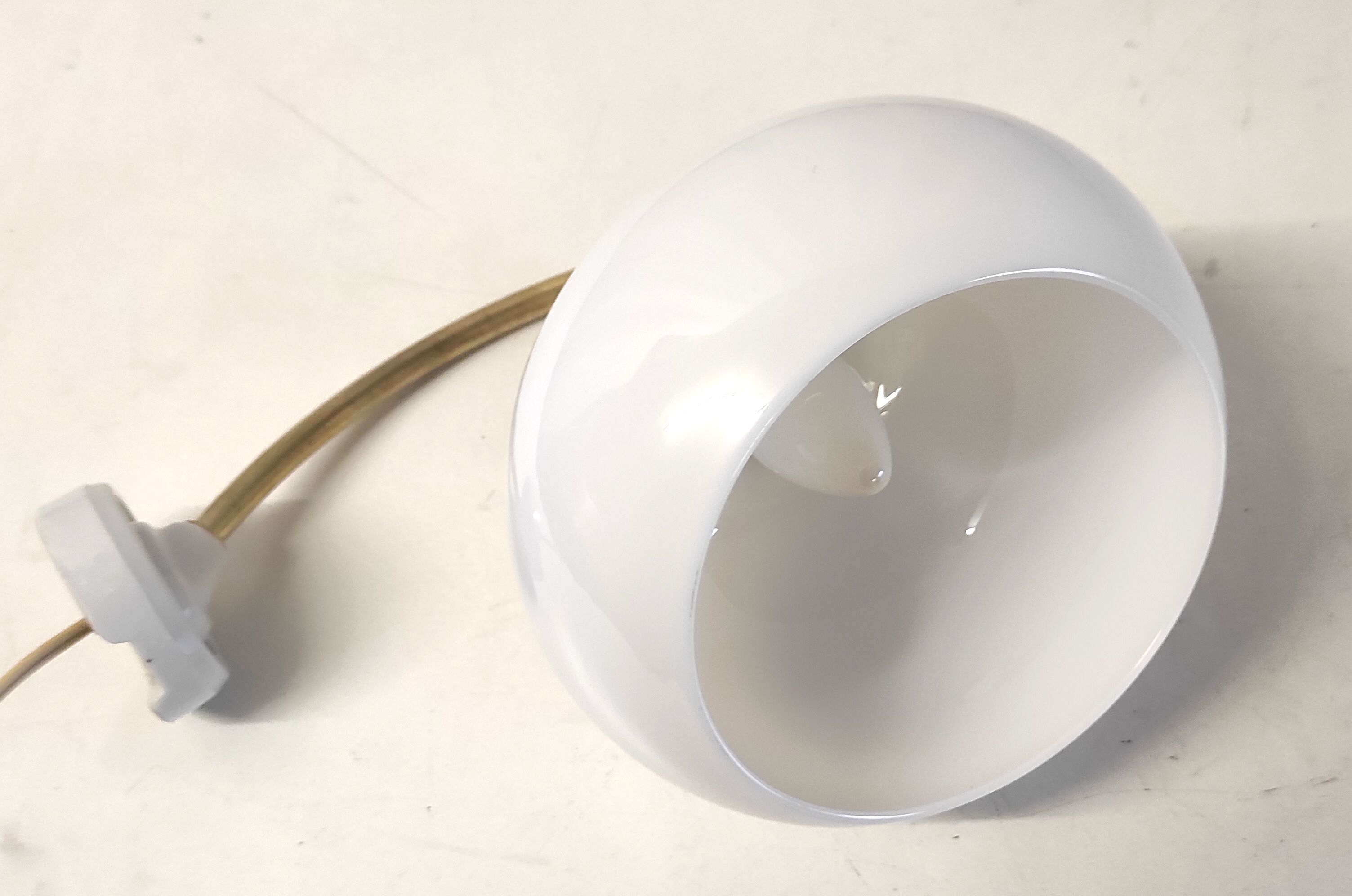 Brass and opaline gooseneck wall lamp – early twentieth century
