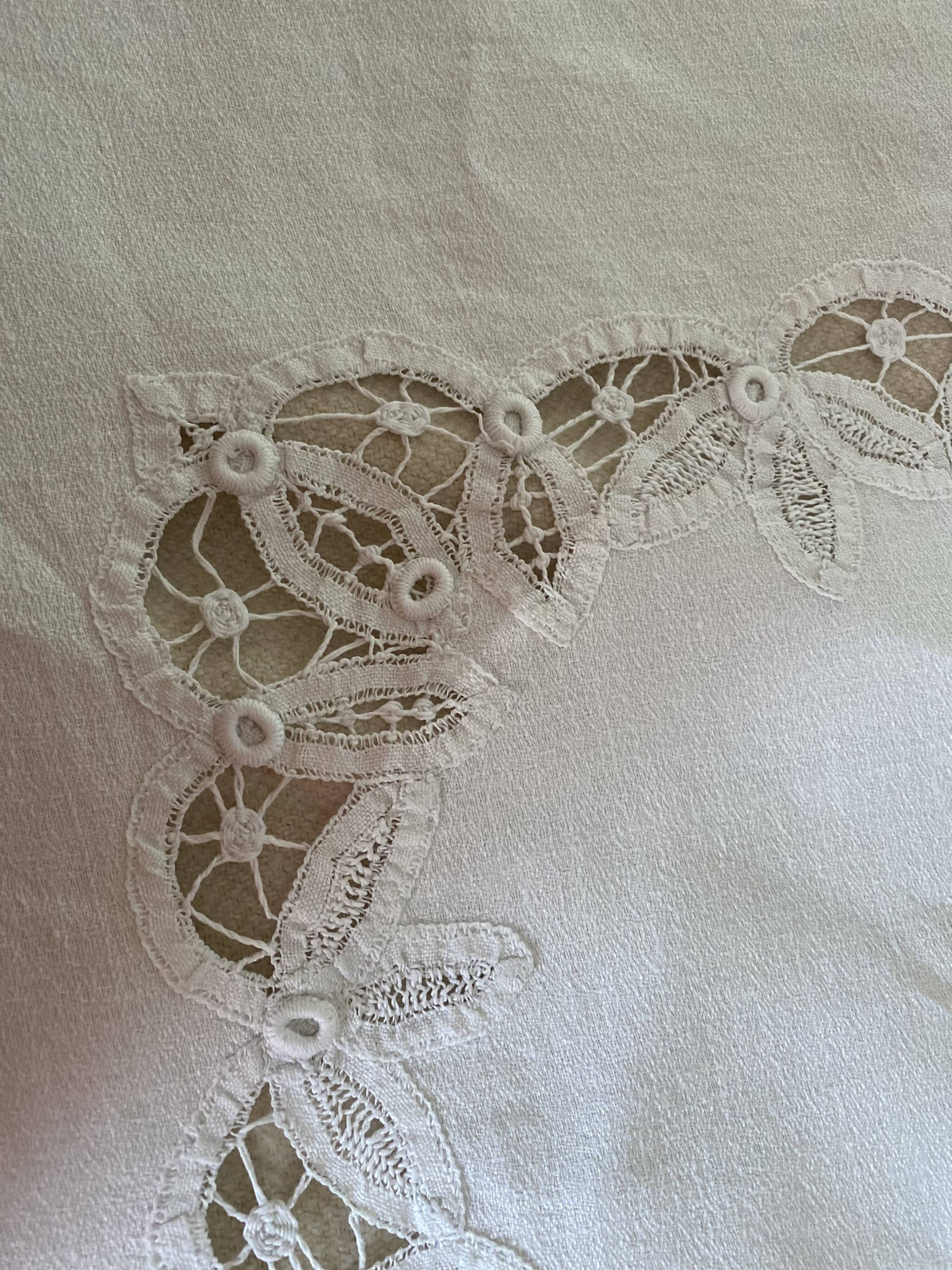 Linen tablecloth hand embroidery monogram an