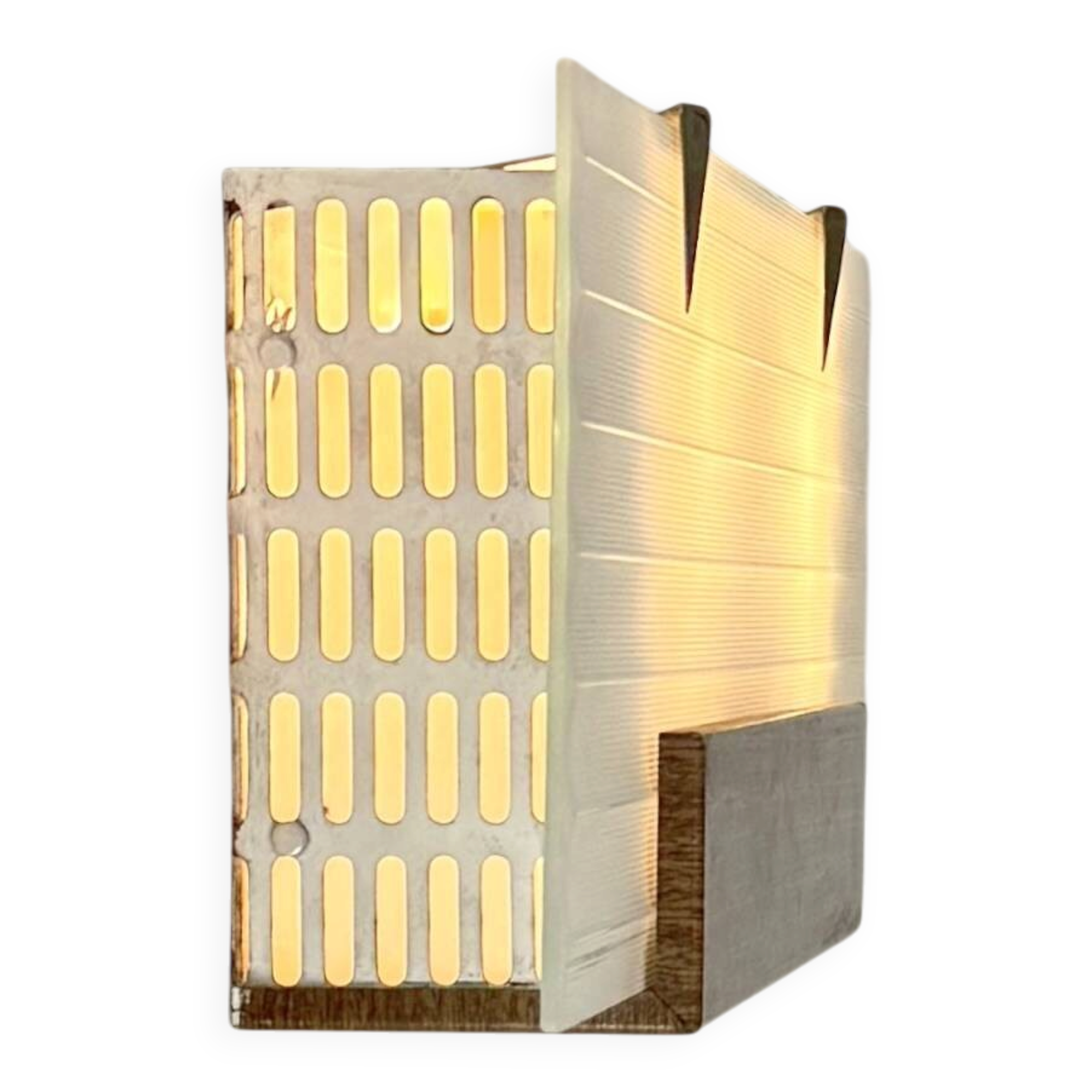 Vintage wall light, chrome metal and frosted glass, France, 1940.