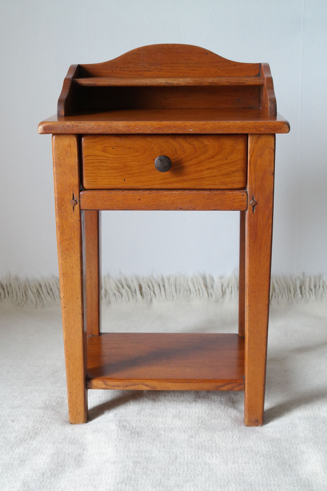 Vintage bedside table in solid oak