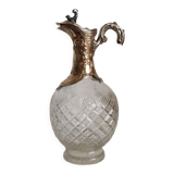 Cut crystal ewer and brass