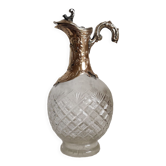 Cut crystal ewer and brass