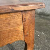 Solid oak farmhouse table, one drawer, vintage, early 20th century.