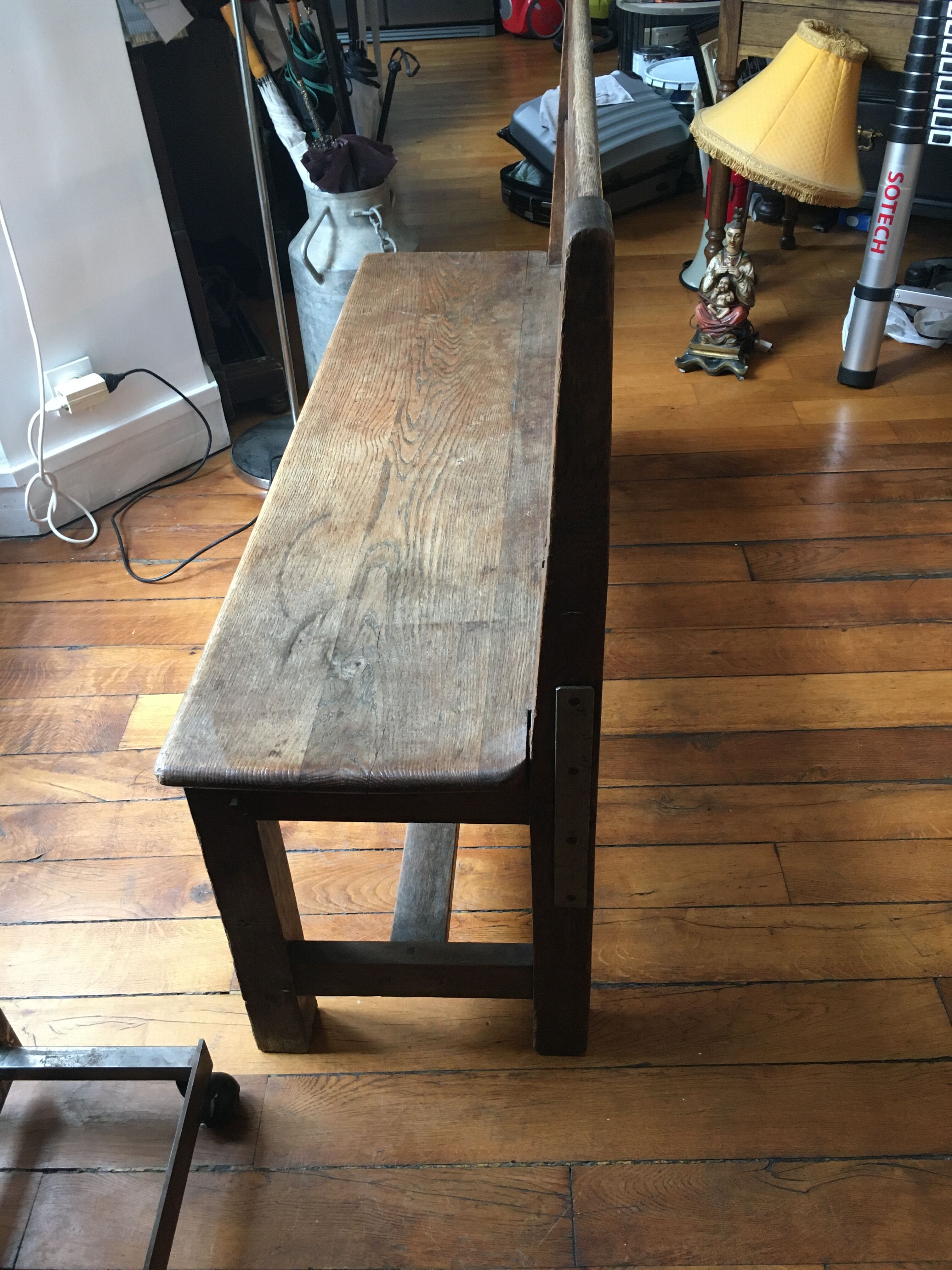 Old solid wood back bench