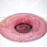 Portieux vallerysthal, large fruit bowl in purplish pink glass 1930-1940