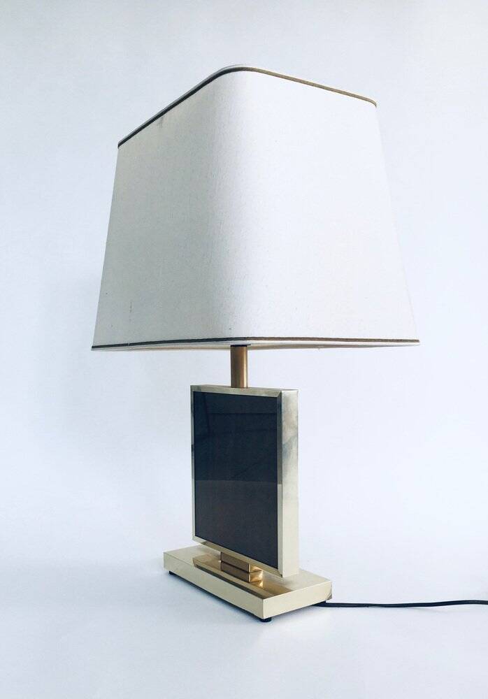 Hollywood Regency Style Gold Square Table Lamp, 1970s