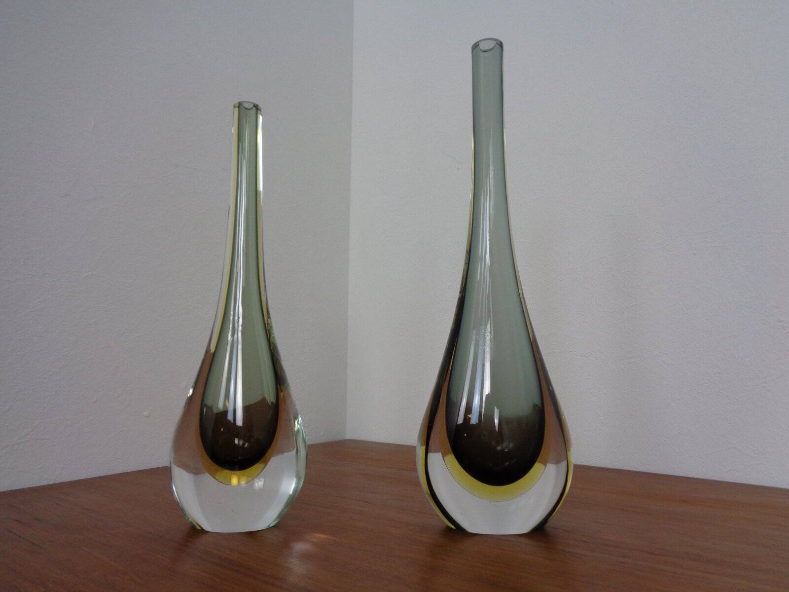 Murano Formia Glass Vases by Giuliani Mian for Fornace Mian, 1980s, Set of 2